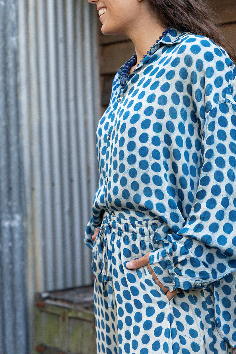 Saanvi Pants - Indigo Pearl (Satin)