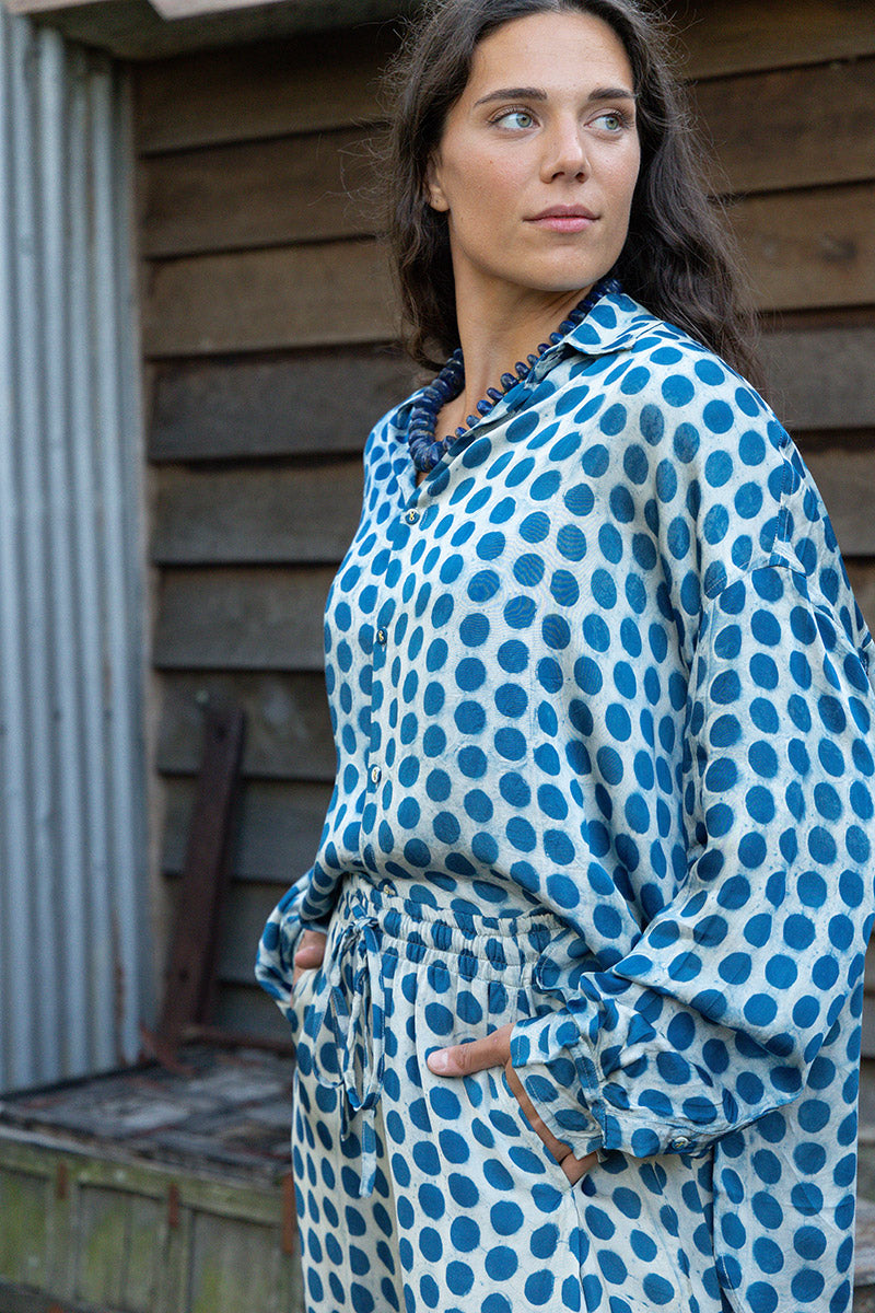 Saanvi Blouse - Indigo Pearl (Satin)