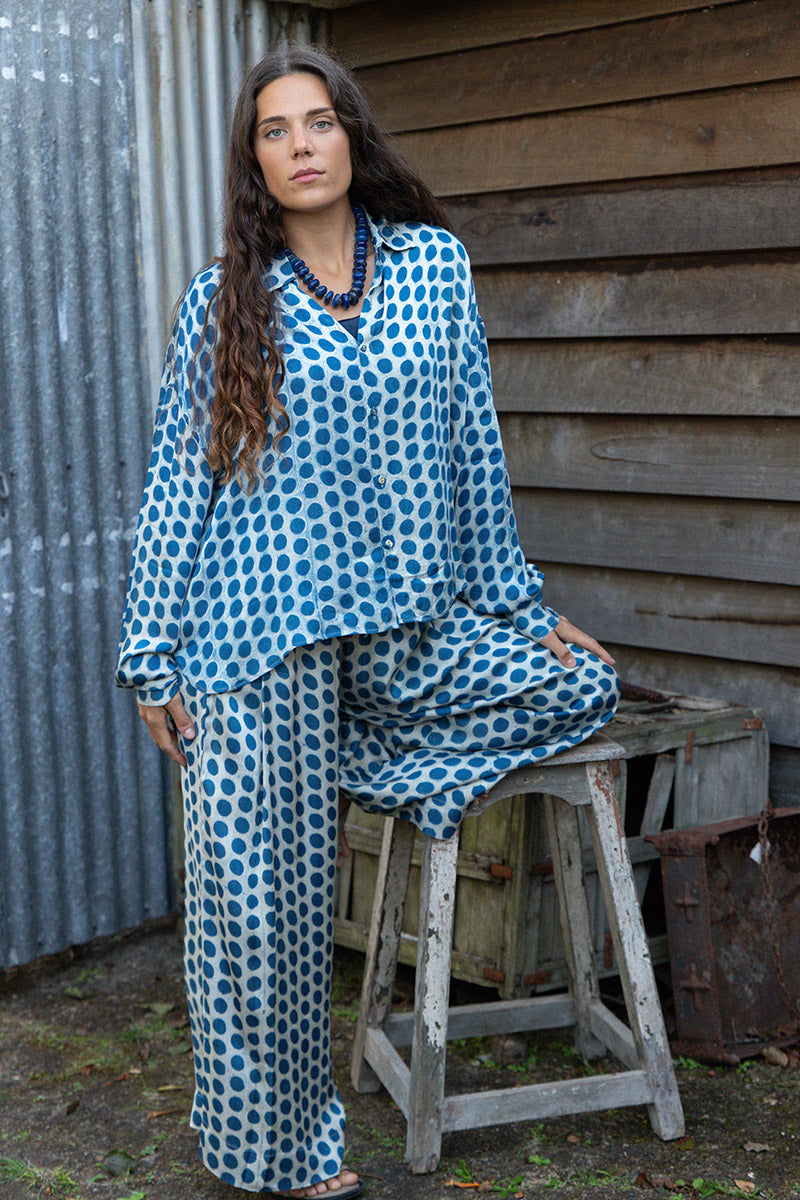 Saanvi Pants - Indigo Pearl (Satin)