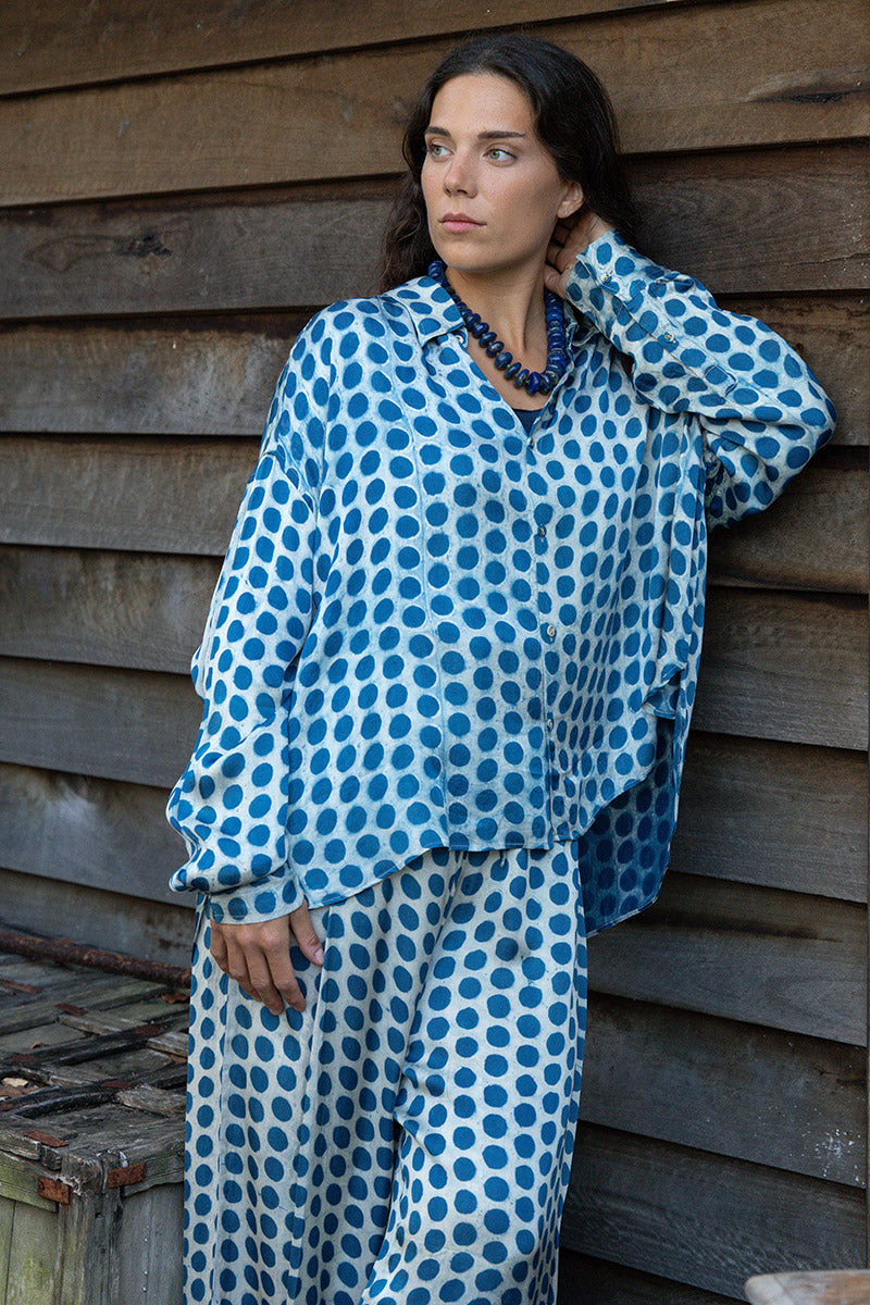 Saanvi Blouse - Indigo Pearl (Satin)