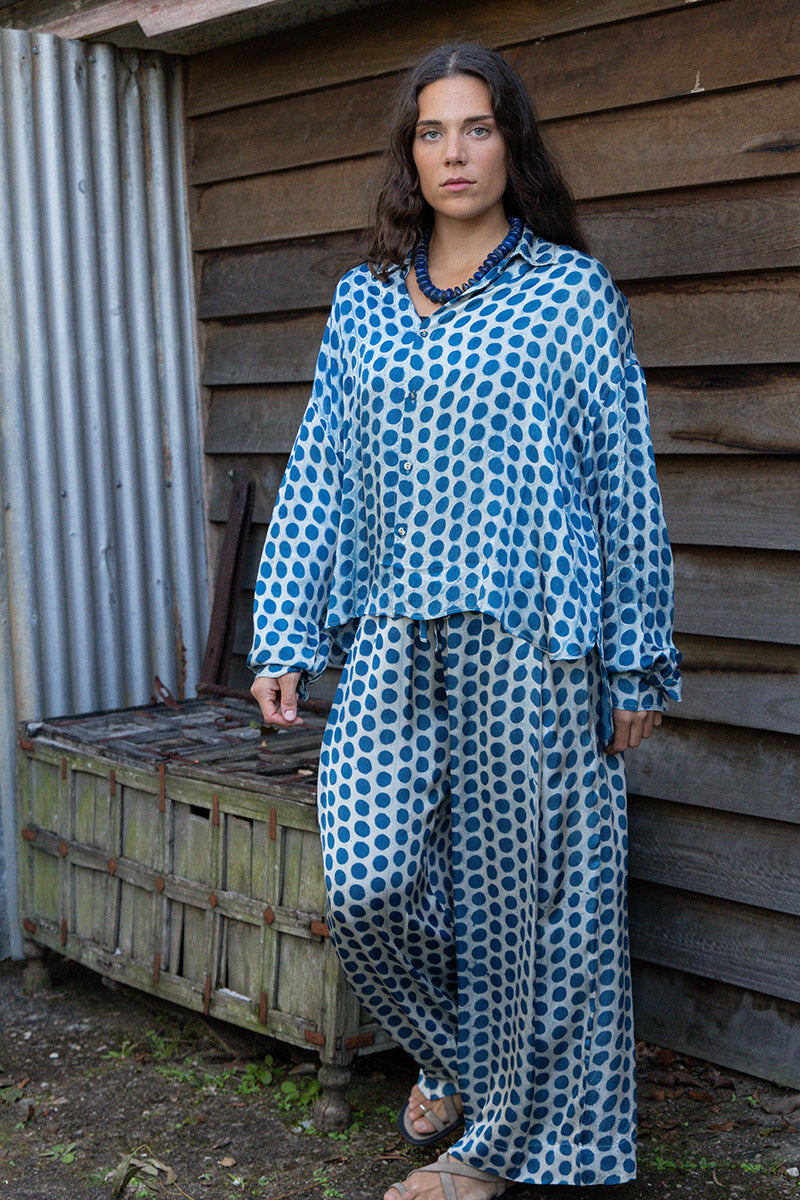 Saanvi Blouse - Indigo Pearl (Satin)