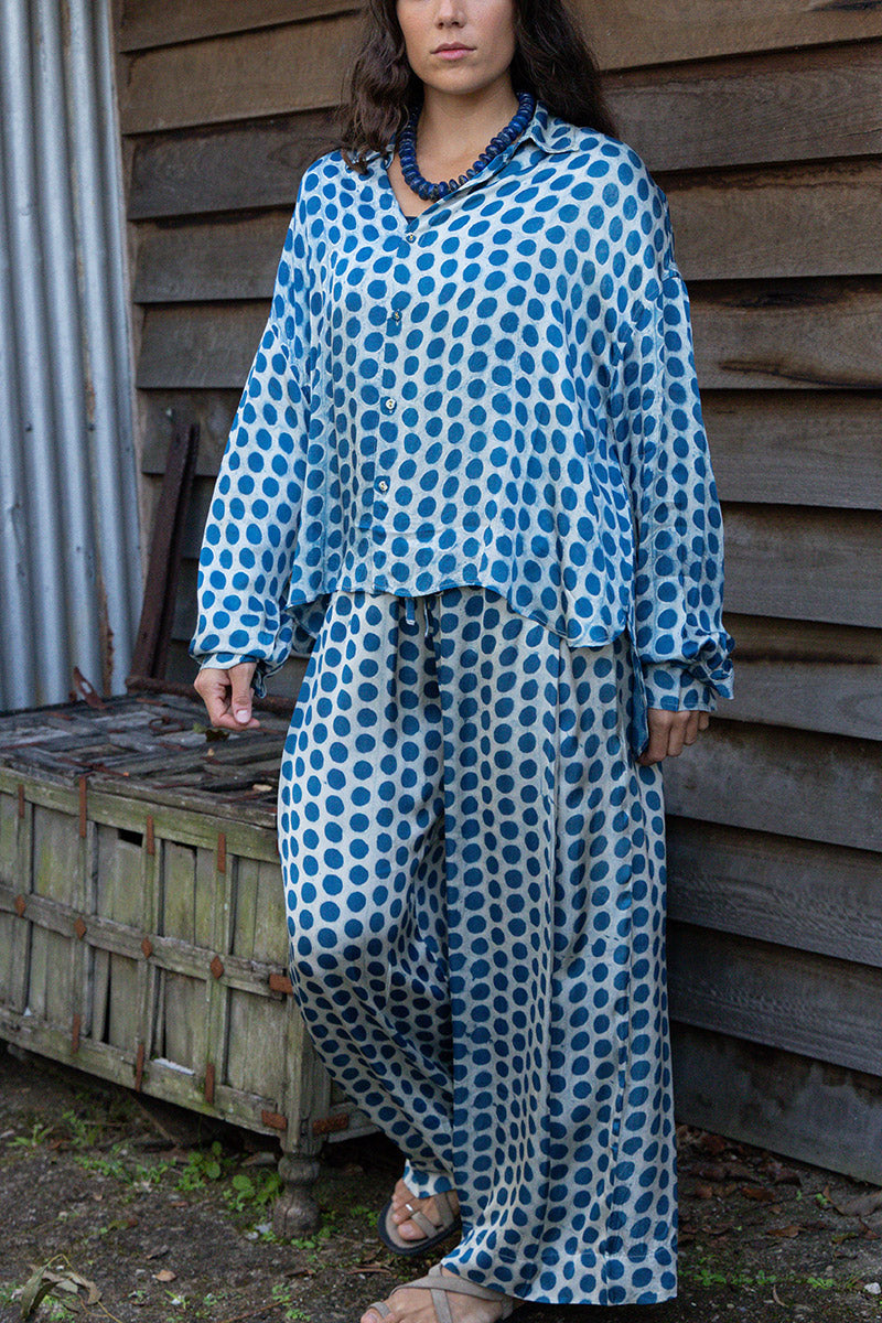 Saanvi Pants - Indigo Pearl (Satin)