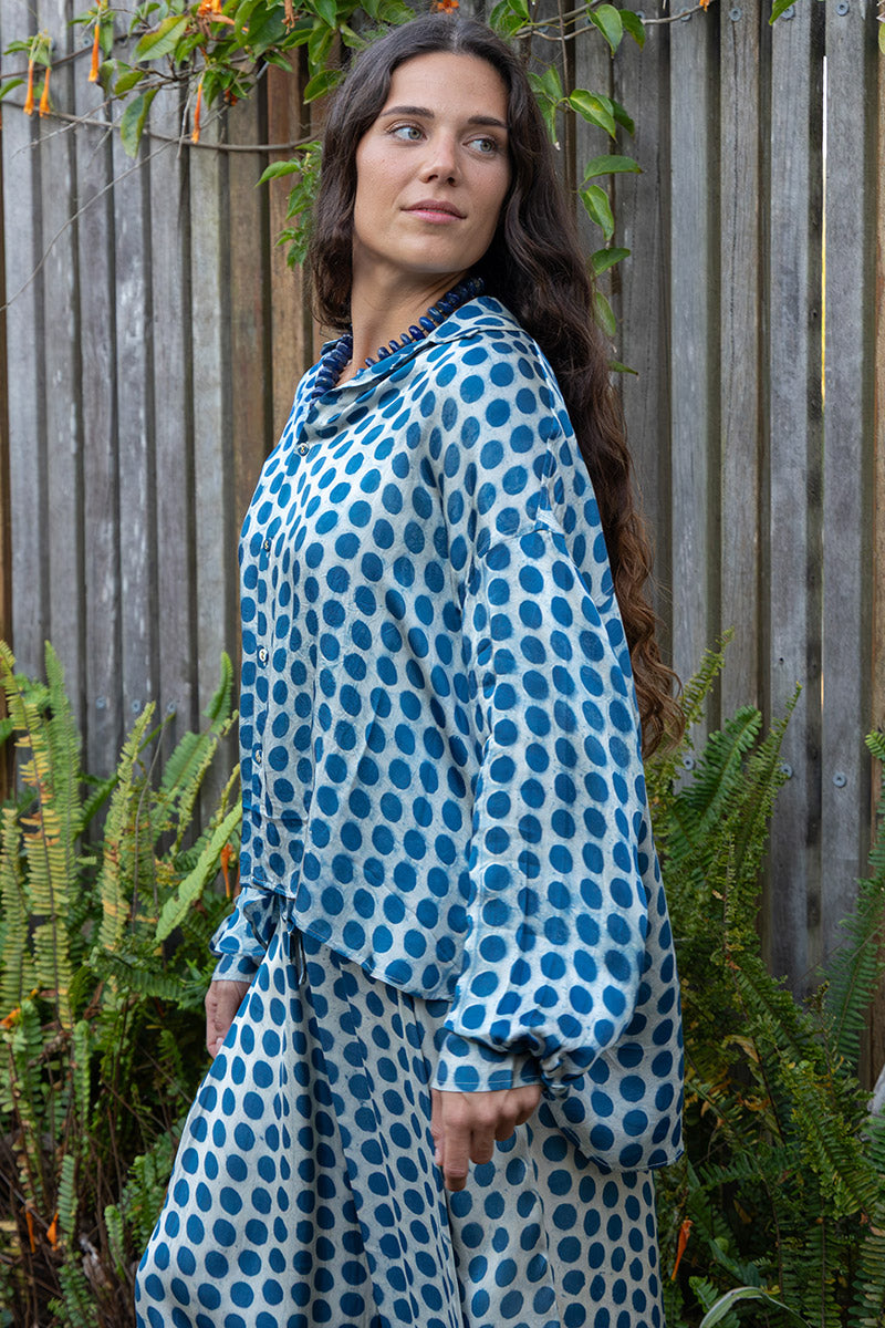 Saanvi Blouse - Indigo Pearl (Satin)