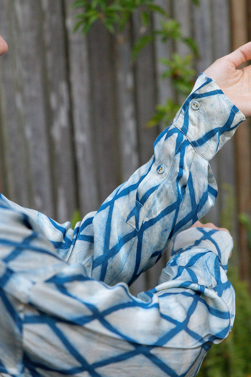 Saanvi Blouse - Indigo Diamond (Satin)