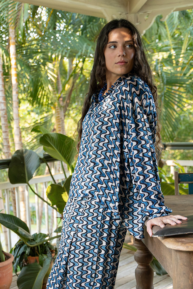 Saanvi Blouse - Indigo Dream (Satin)