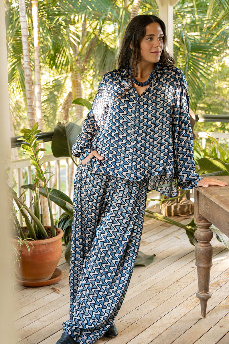 Saanvi Pants - Indigo Dream (Satin)