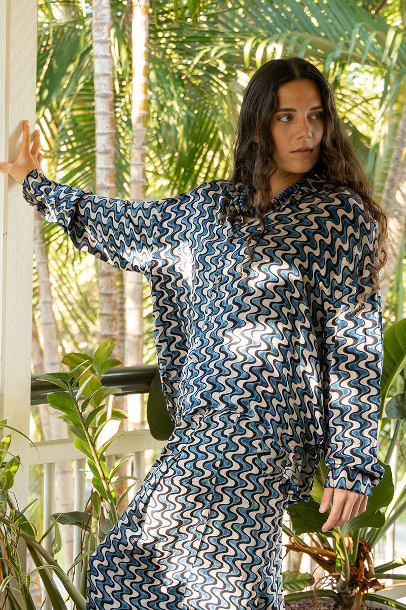 Saanvi Blouse - Indigo Dream (Satin)