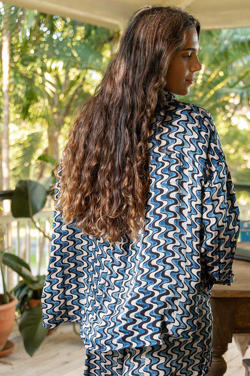 Saanvi Blouse - Indigo Dream (Satin)
