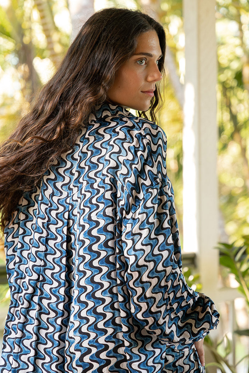 Saanvi Blouse - Indigo Dream (Satin)