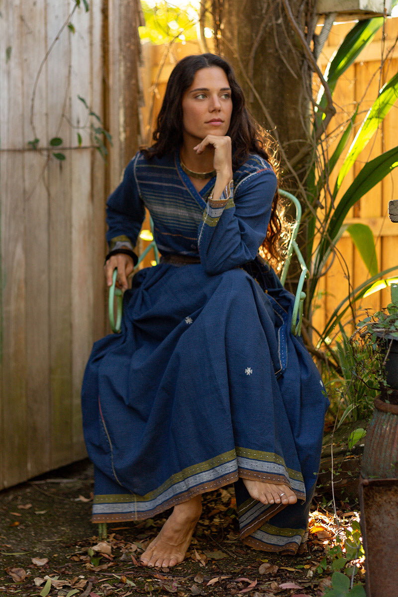 Woven Earth Angrakha - Indigo Tide