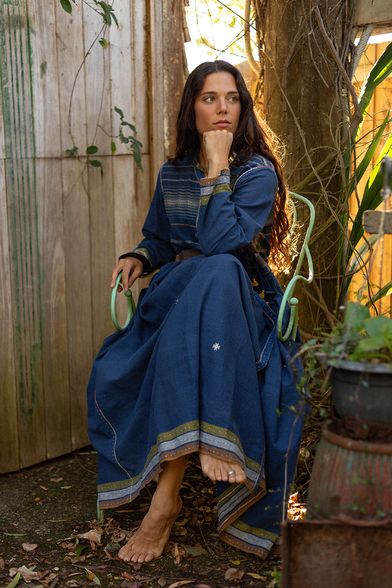 Woven Earth Angrakha - Indigo Tide