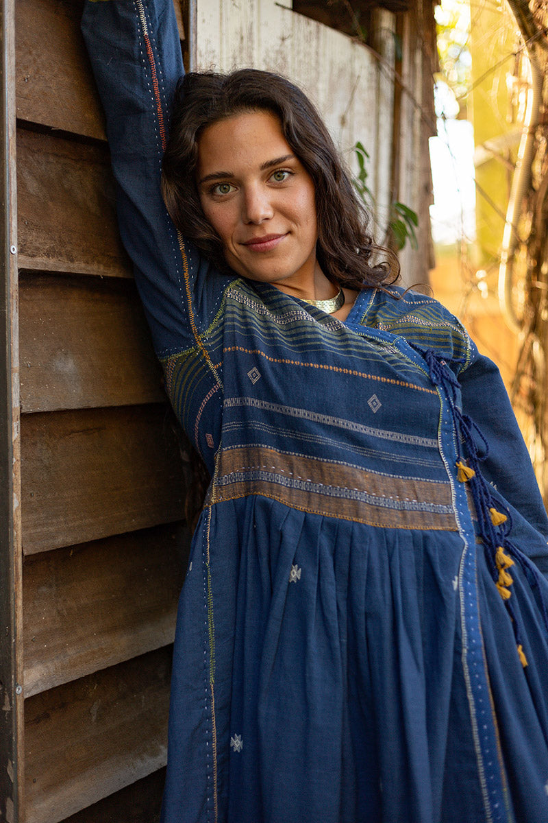 Woven Earth Angrakha - Indigo Tide