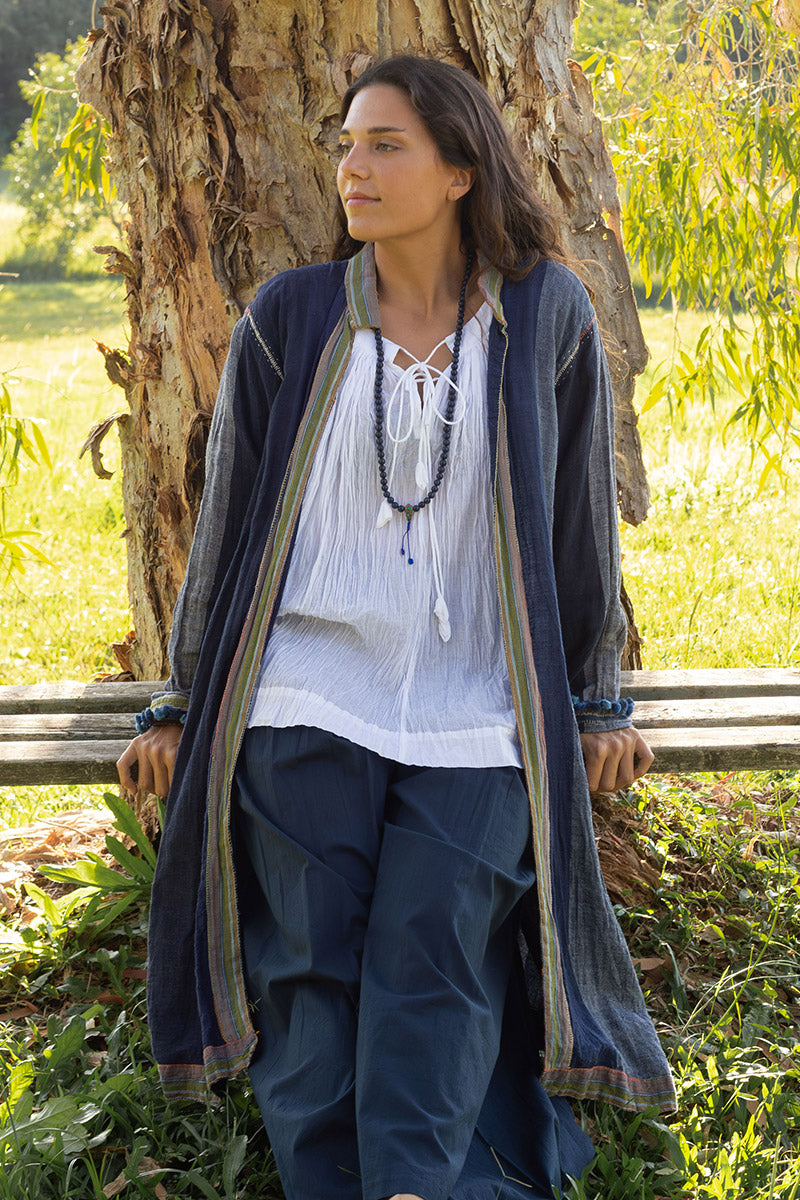 Woven Earth Coat - Indigo Tide