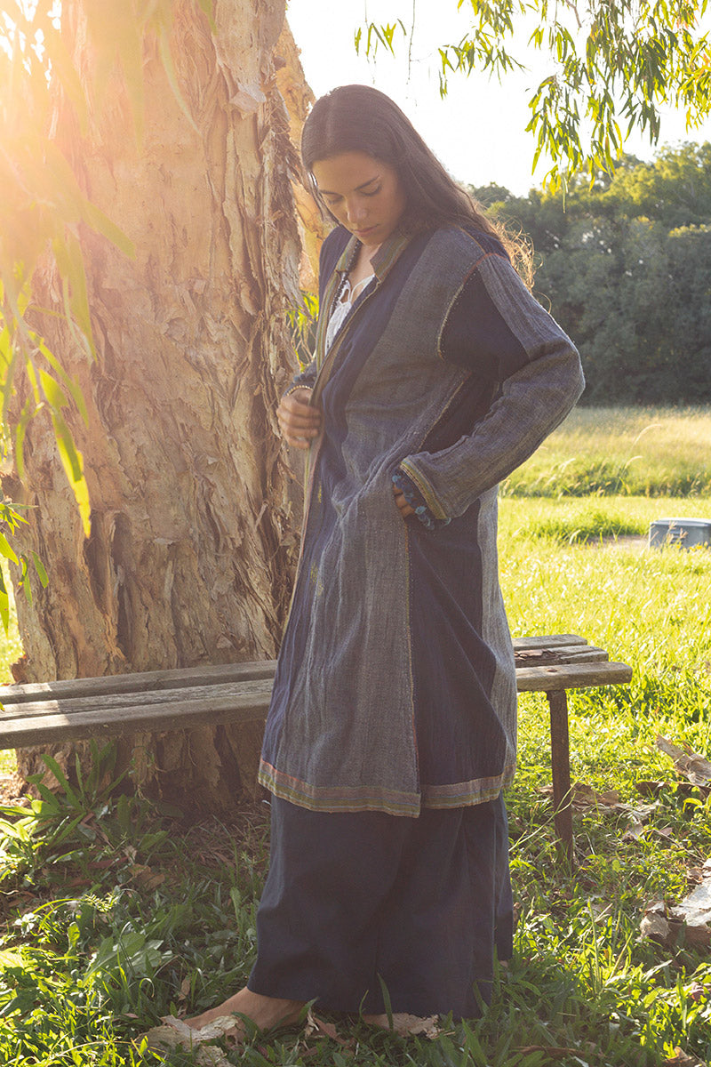 Woven Earth Coat - Indigo Tide