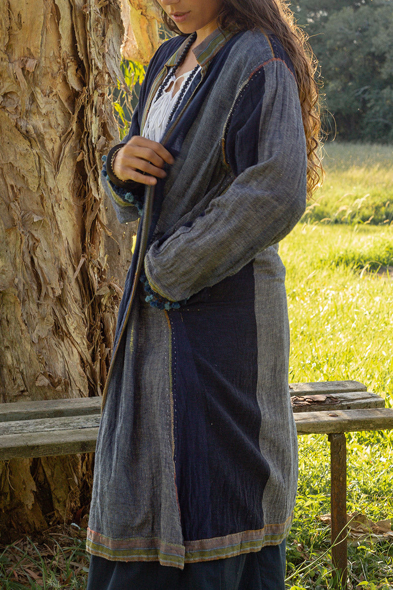 Woven Earth Coat - Indigo Tide
