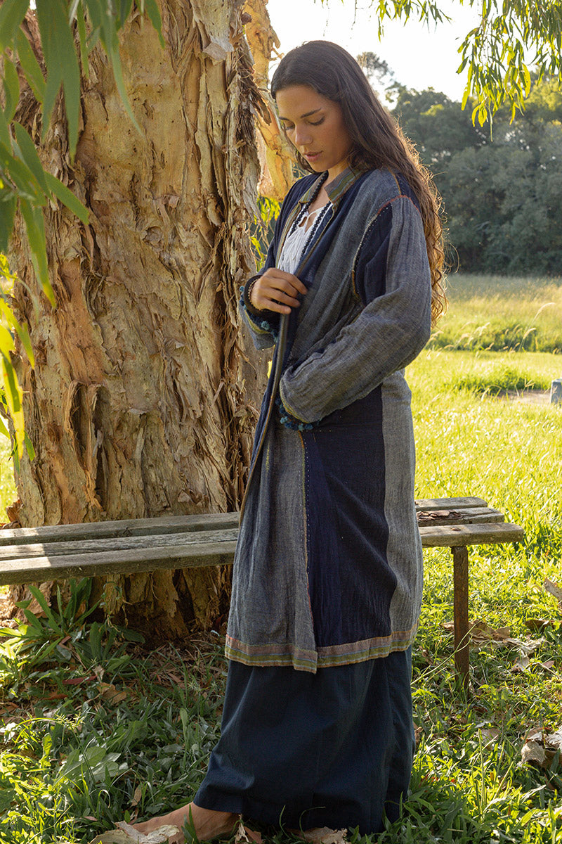 Woven Earth Coat - Indigo Tide