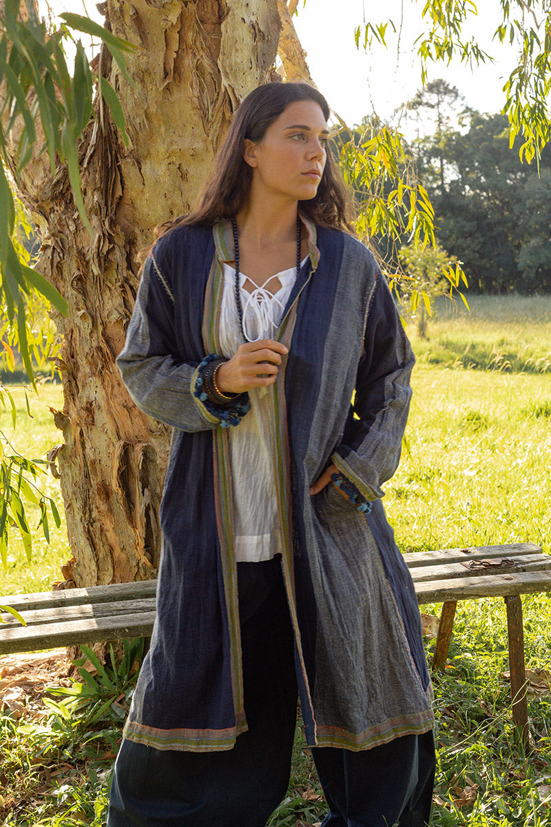 Woven Earth Coat - Indigo Tide
