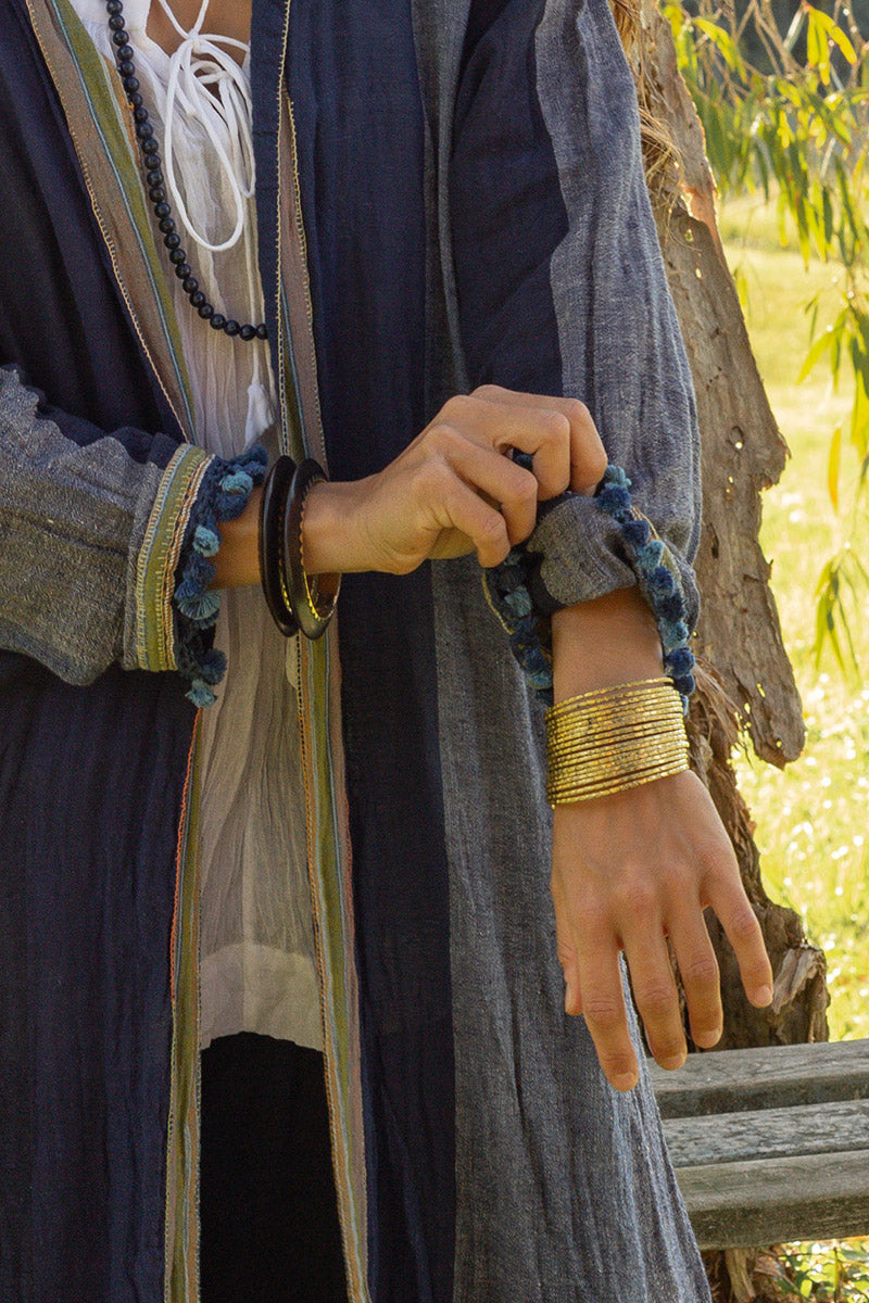 Woven Earth Coat - Indigo Tide