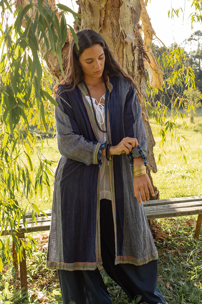 Woven Earth Coat - Indigo Tide