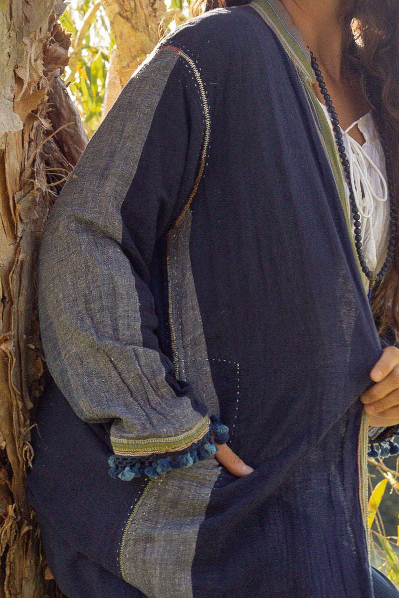 Woven Earth Coat - Indigo Tide
