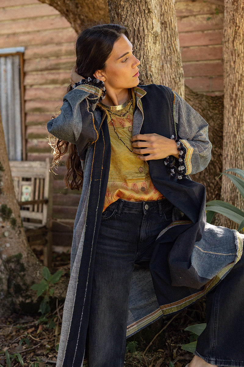 Woven Earth Coat - Smoke & Stone