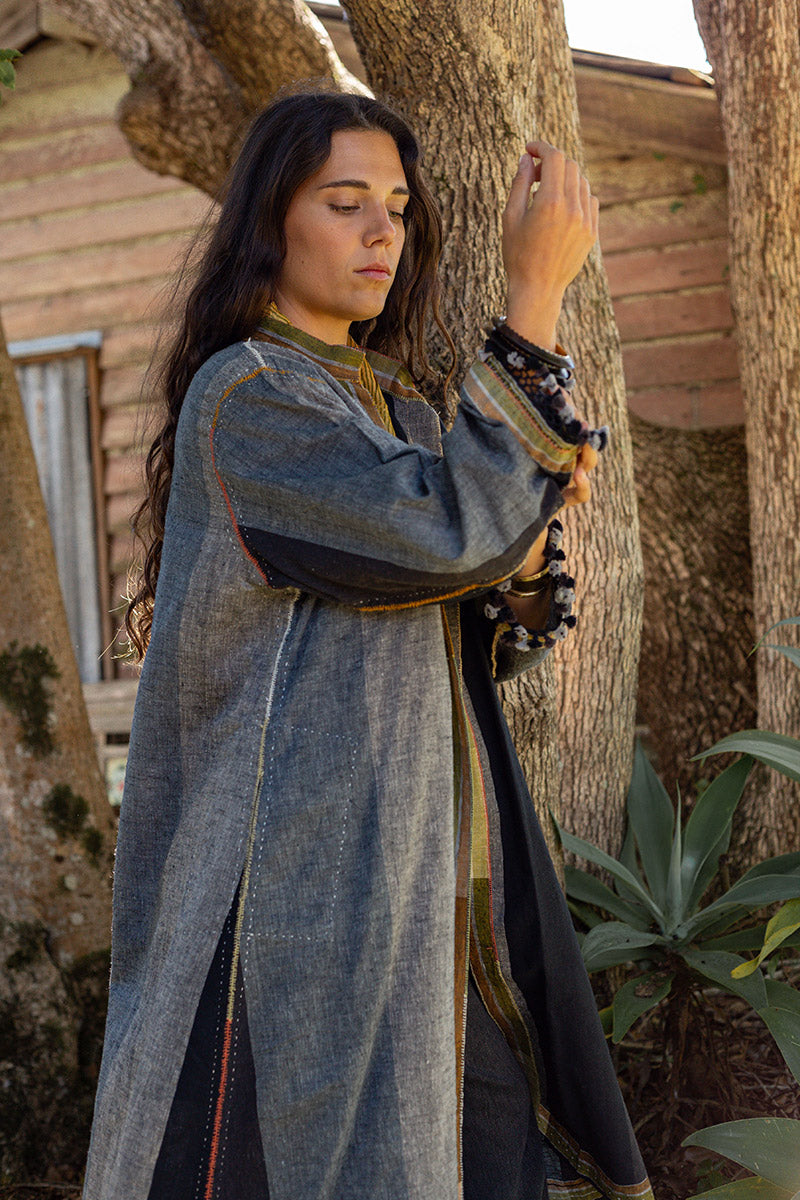 Woven Earth Coat - Smoke & Stone