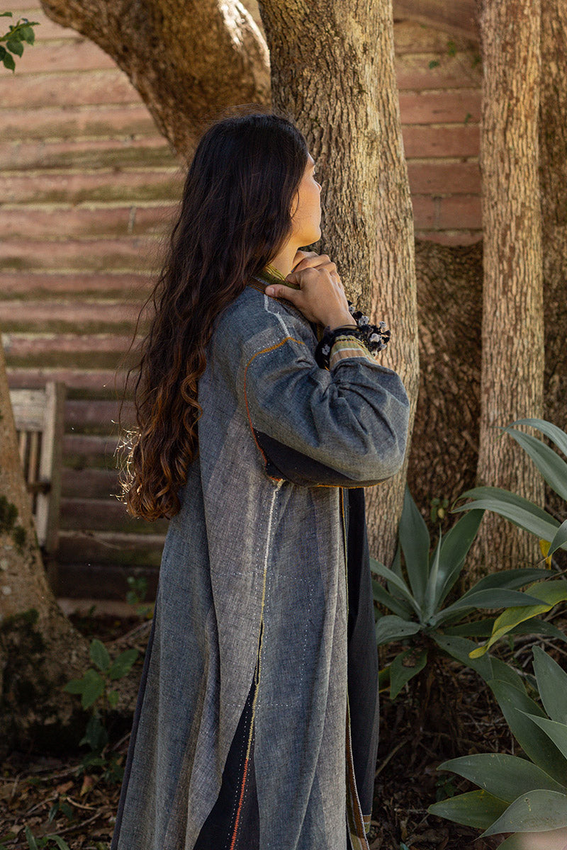 Woven Earth Coat - Smoke & Stone