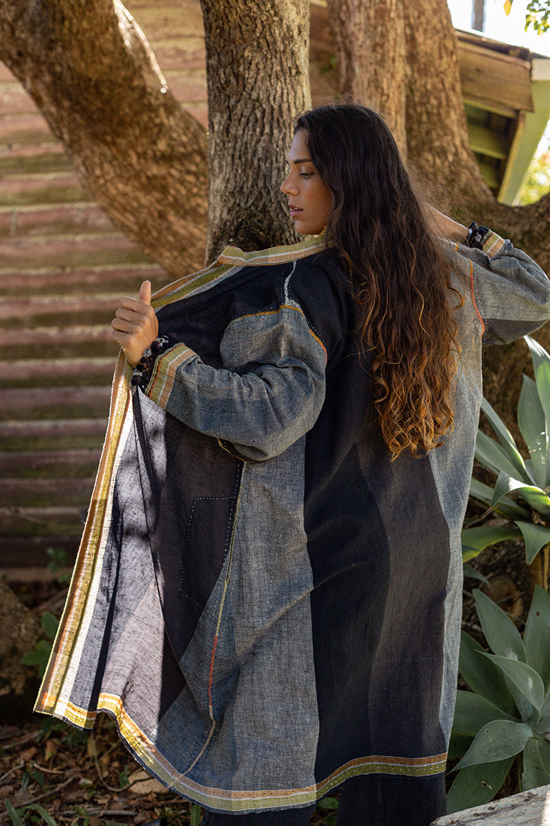 Woven Earth Coat - Smoke & Stone