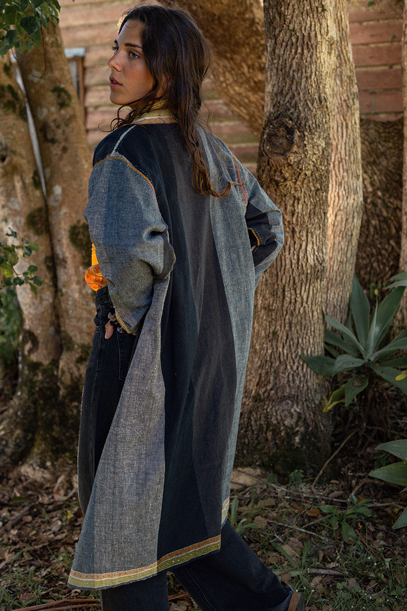 Woven Earth Coat - Smoke & Stone