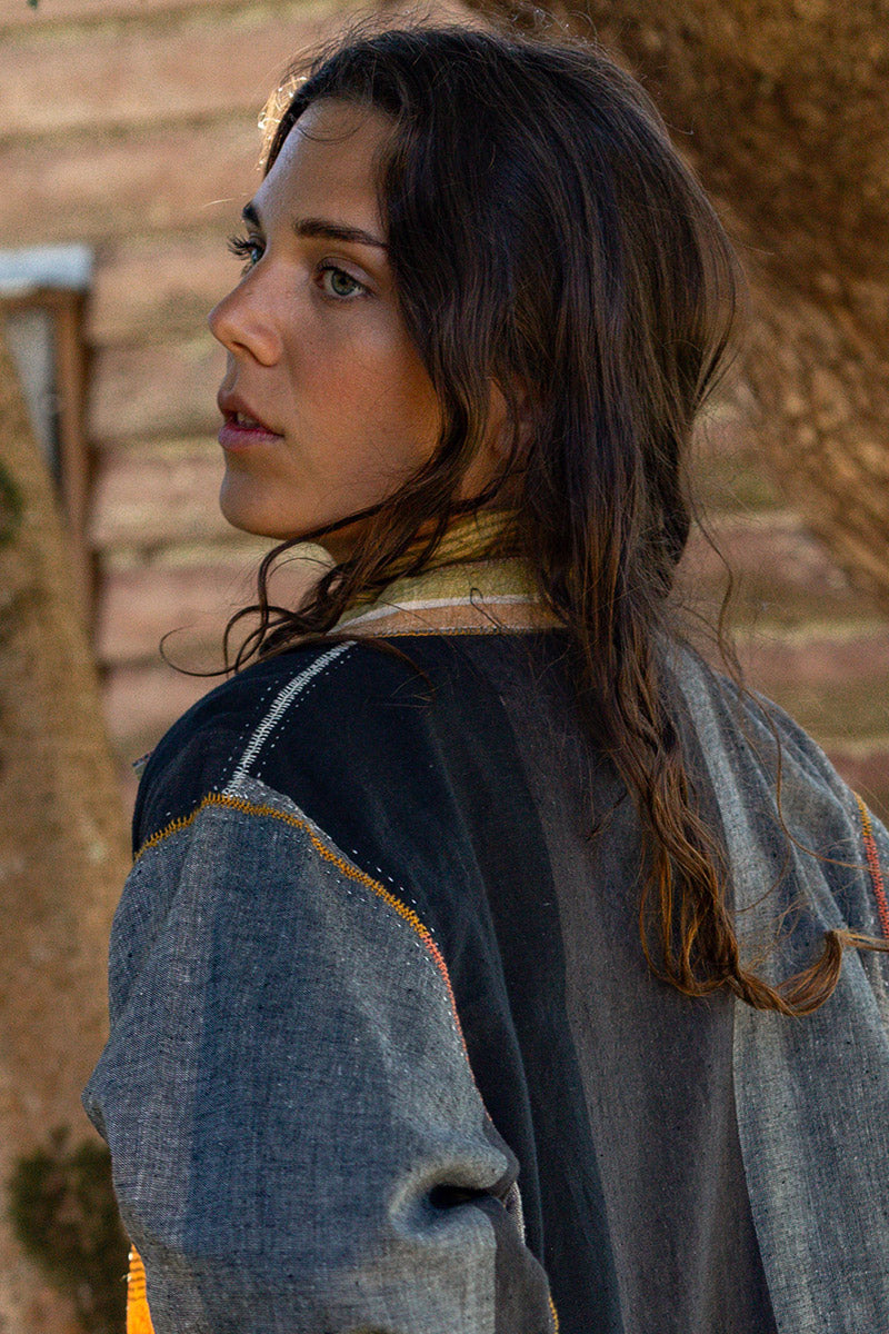 Woven Earth Coat - Smoke & Stone