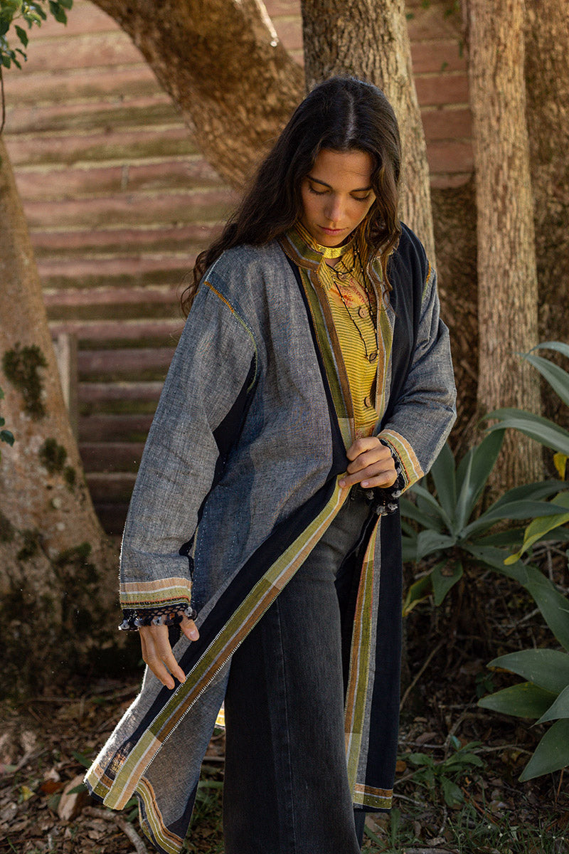Woven Earth Coat - Smoke & Stone