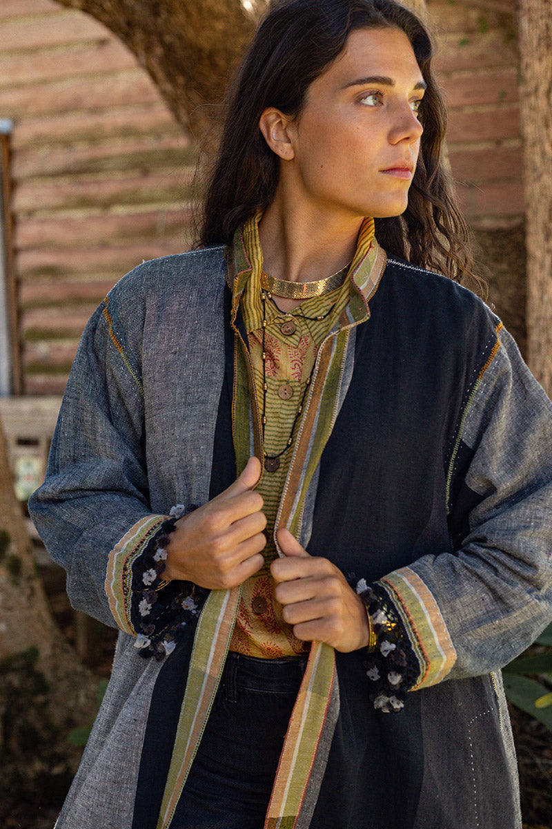 Woven Earth Coat - Smoke & Stone