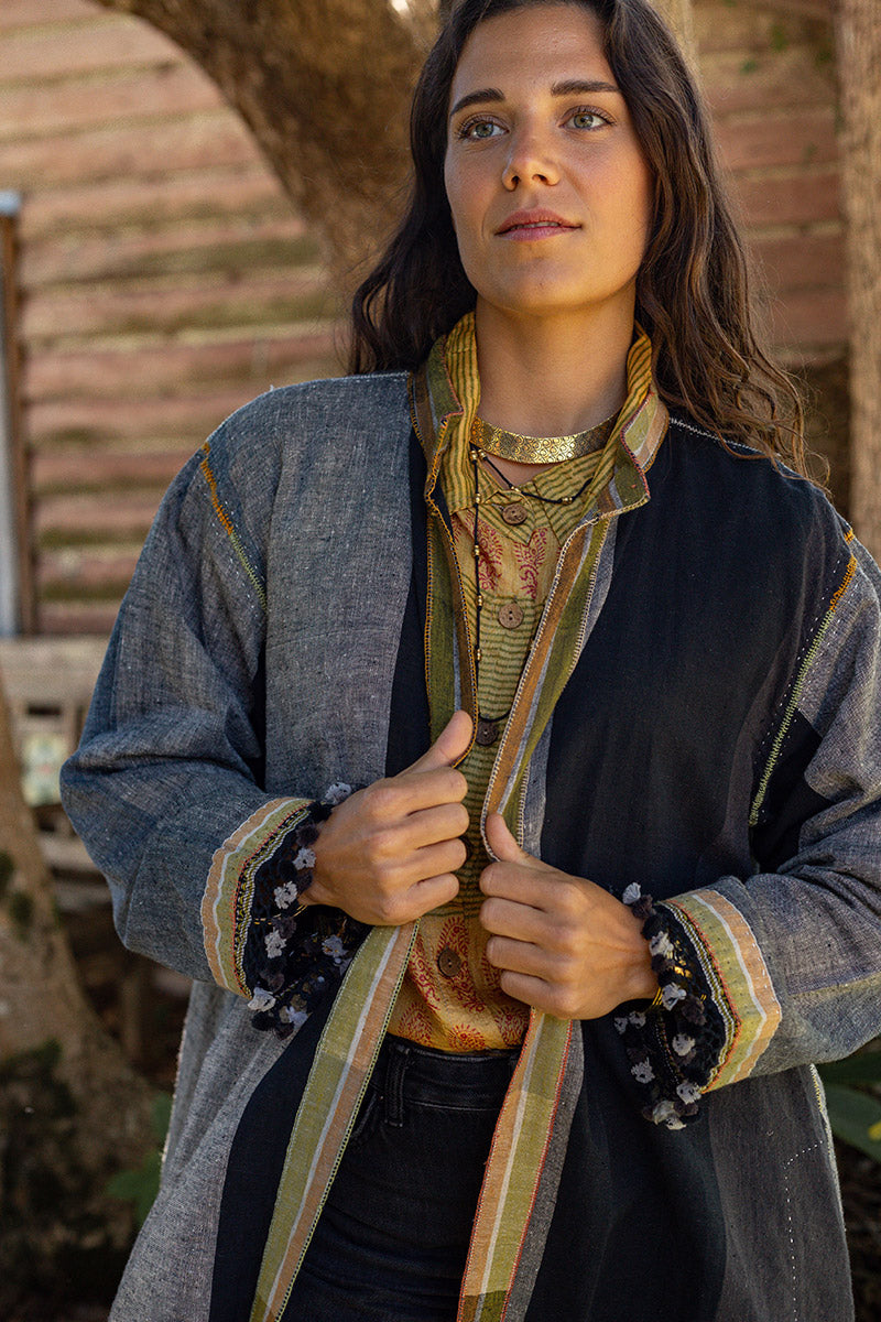 Woven Earth Coat - Smoke & Stone
