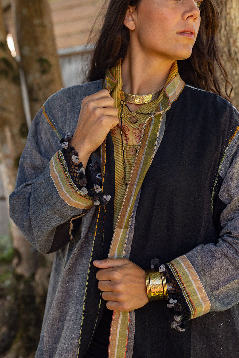 Woven Earth Coat - Smoke & Stone