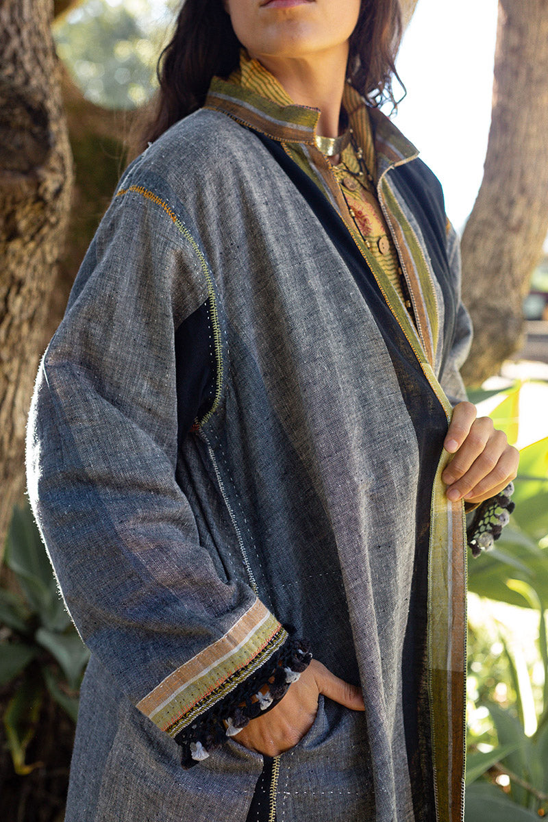 Woven Earth Coat - Smoke & Stone