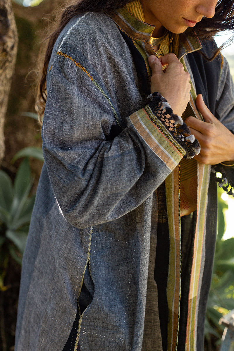 Woven Earth Coat - Smoke & Stone
