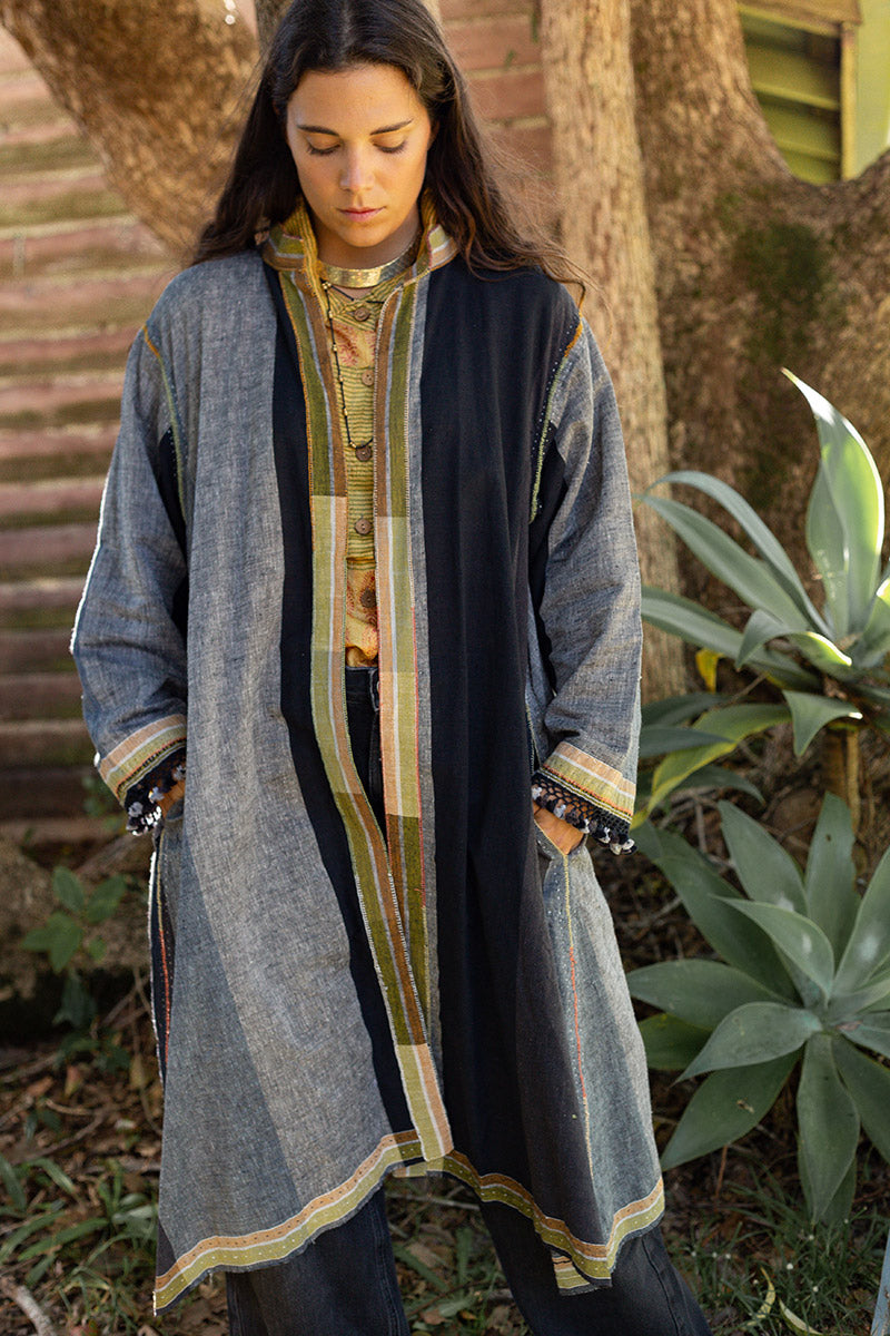 Woven Earth Coat - Smoke & Stone