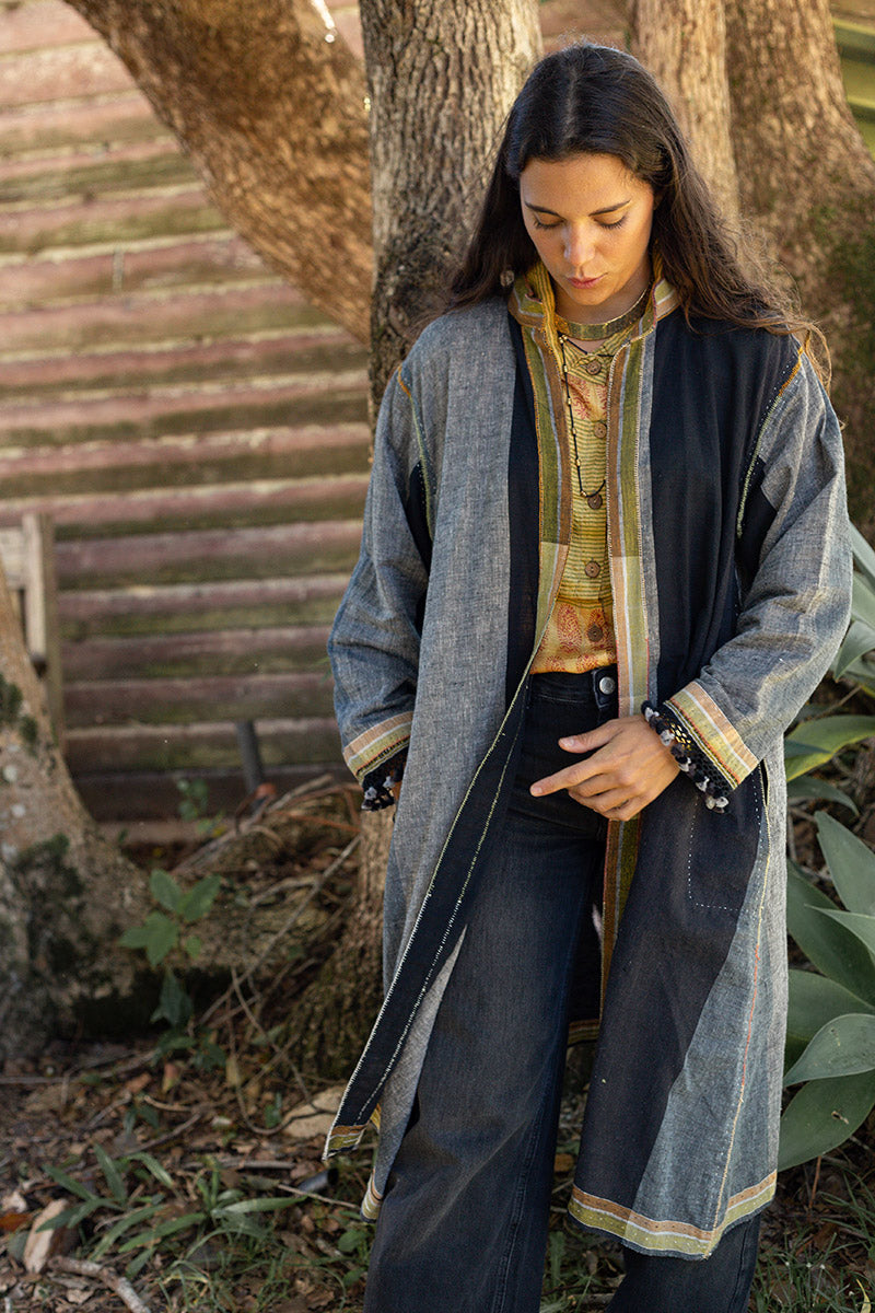 Woven Earth Coat - Smoke & Stone