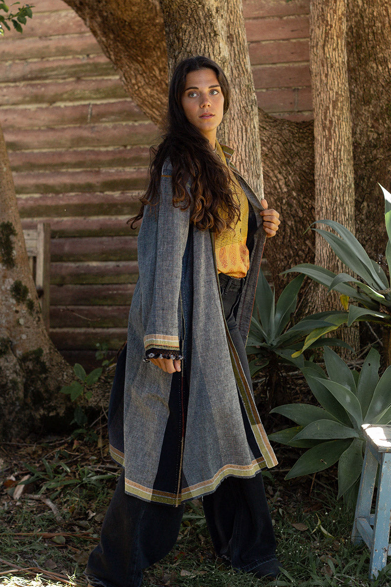 Woven Earth Coat - Smoke & Stone
