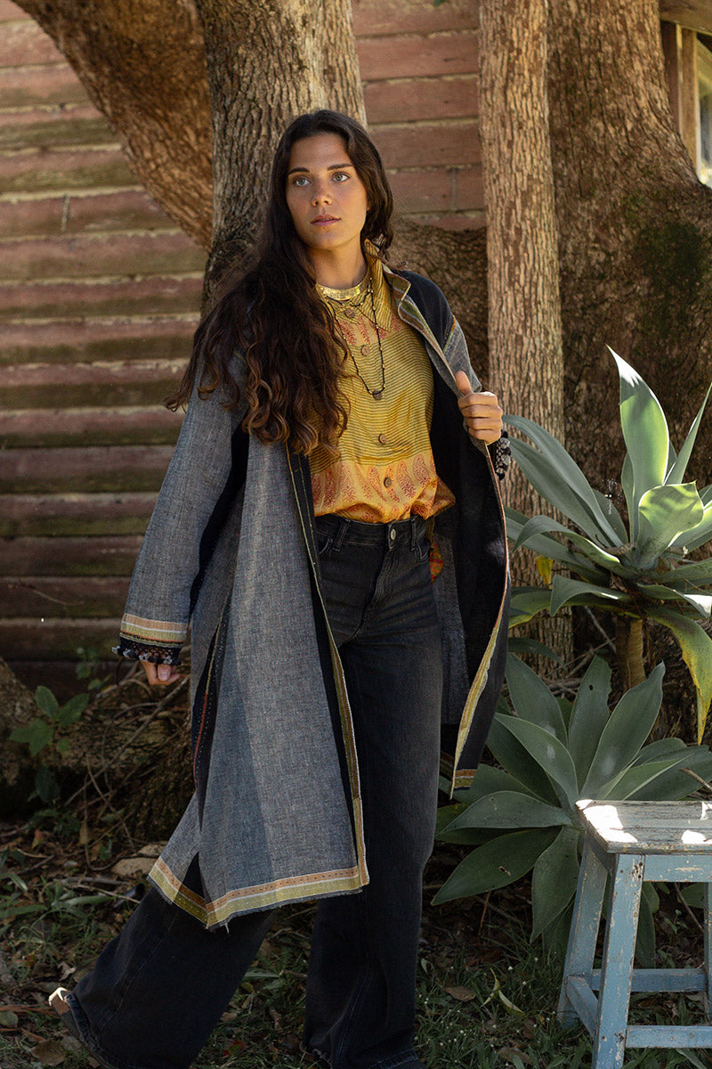 Woven Earth Coat - Smoke & Stone
