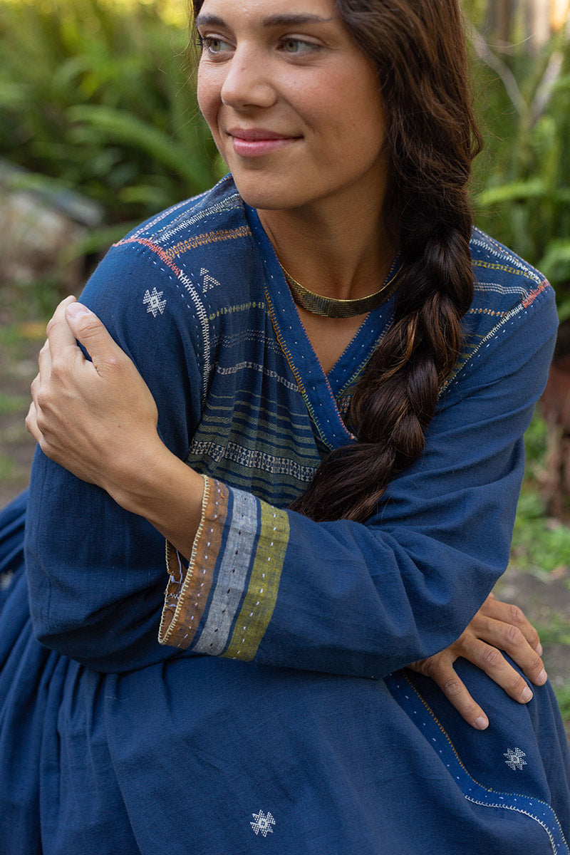Woven Earth Angrakha - Indigo Tide