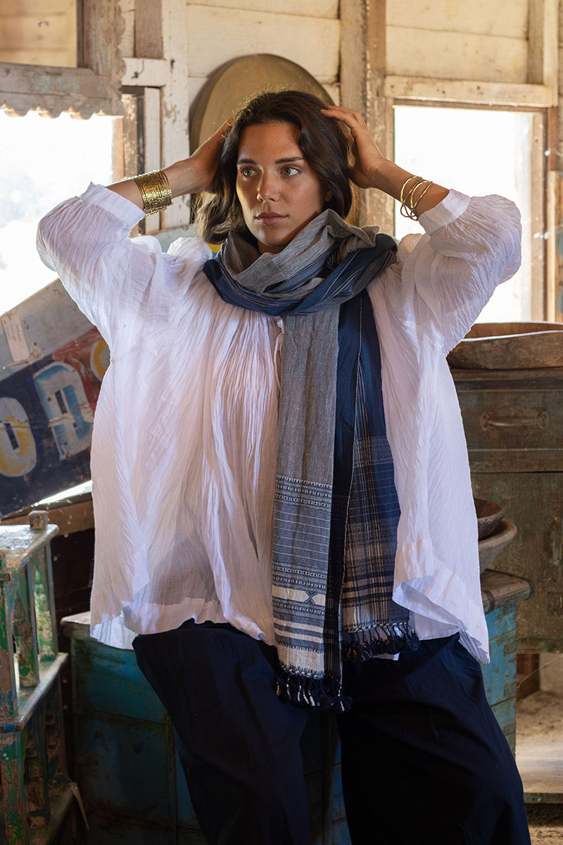 Woven Earth Scarf - Indigo Tide