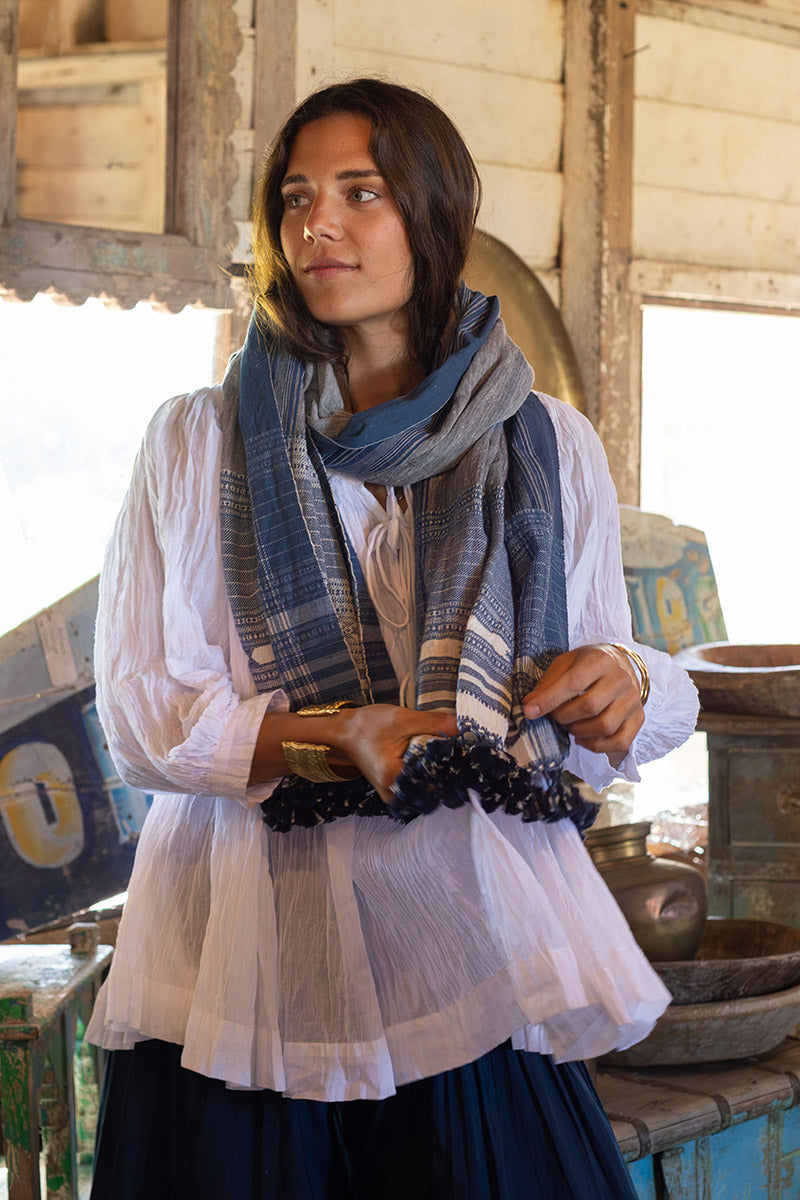 Woven Earth Scarf - Indigo Tide