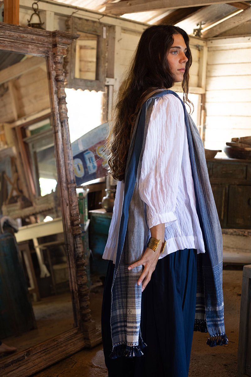Woven Earth Scarf - Indigo Tide
