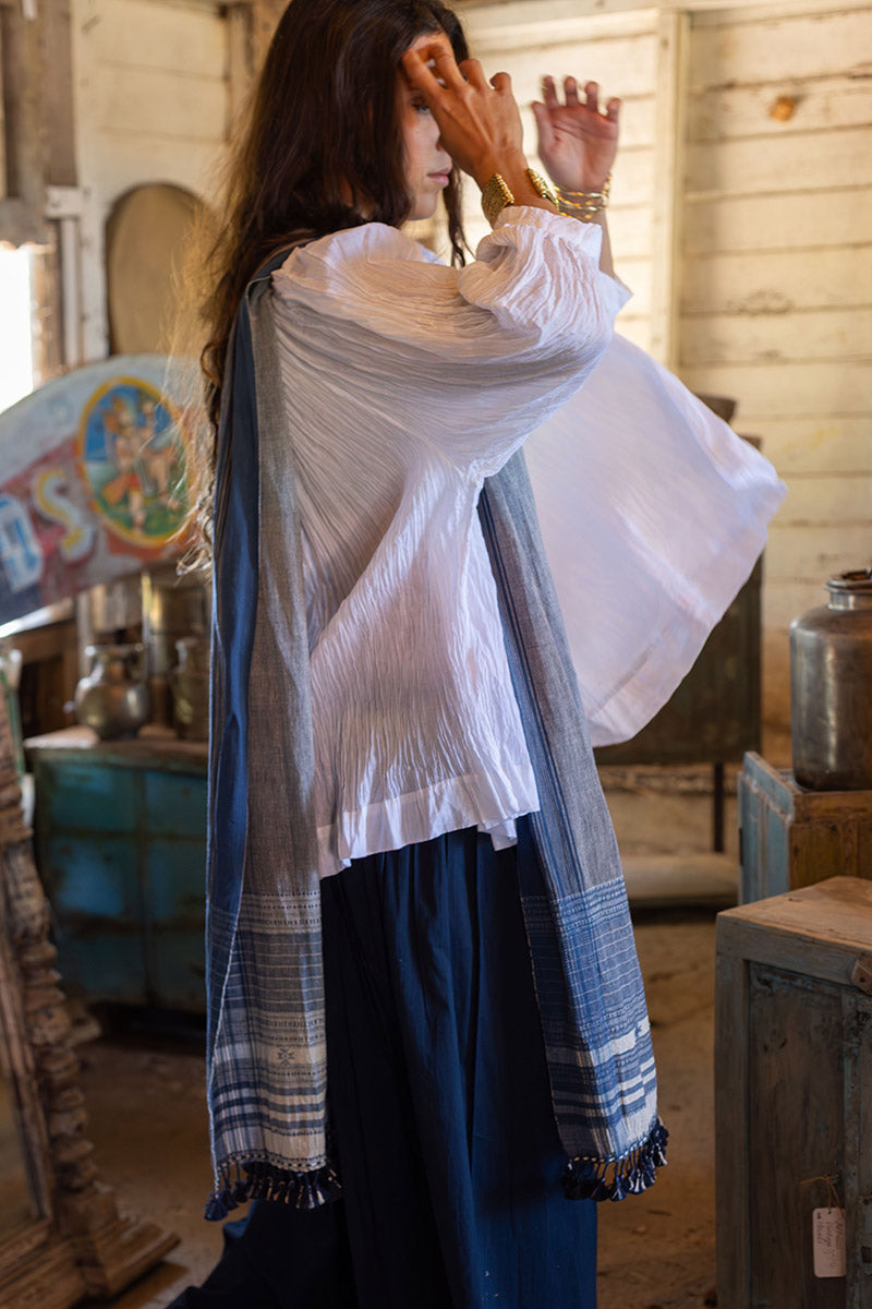 Woven Earth Scarf - Indigo Tide