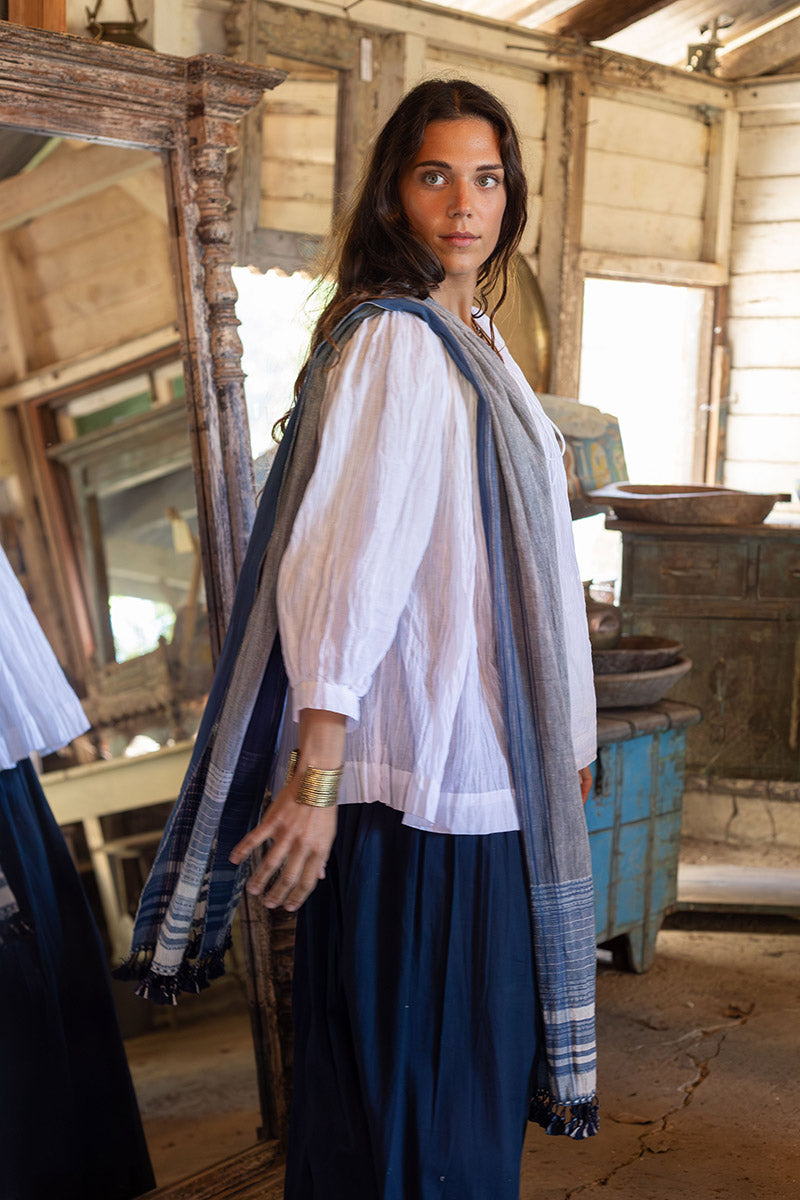 Woven Earth Scarf - Indigo Tide