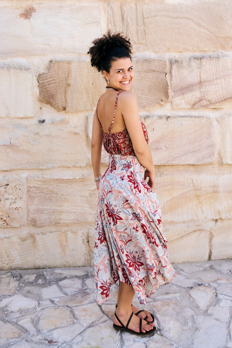 Womens, Coco Skirt In Roshan and Sita Tunic in Rustic Red. 100% cotton, hand block print.
