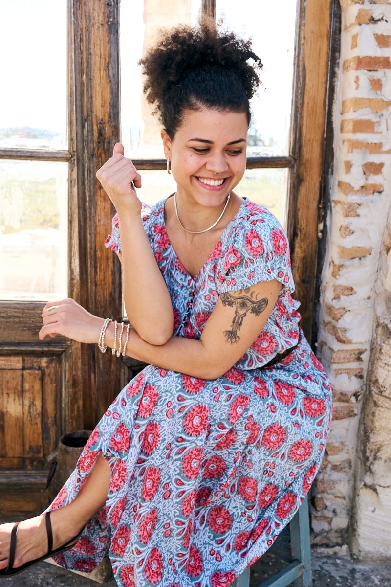 Womens, Coco Skirt and Sundra Blouse in Floria. 100% cotton, hand block print.