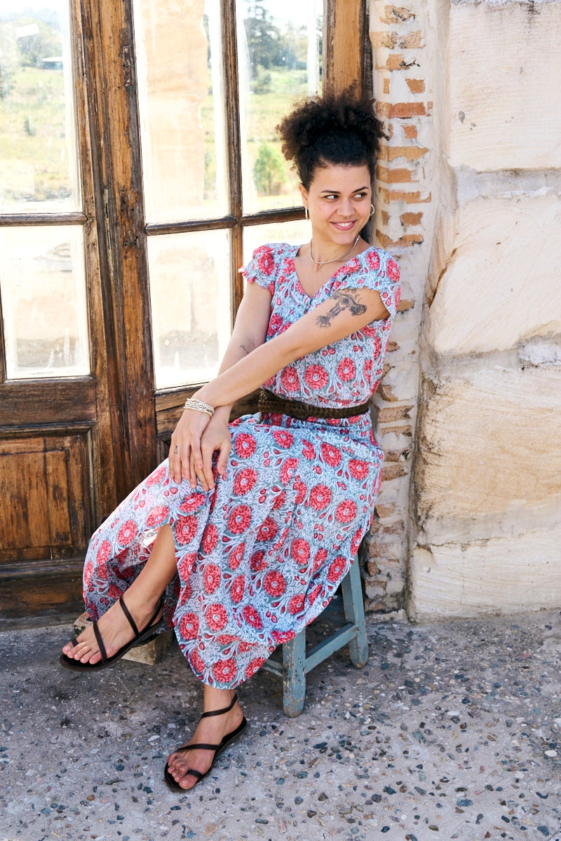 Womens, Coco Skirt and Sundra Blouse in Floria. 100% cotton, hand block print.