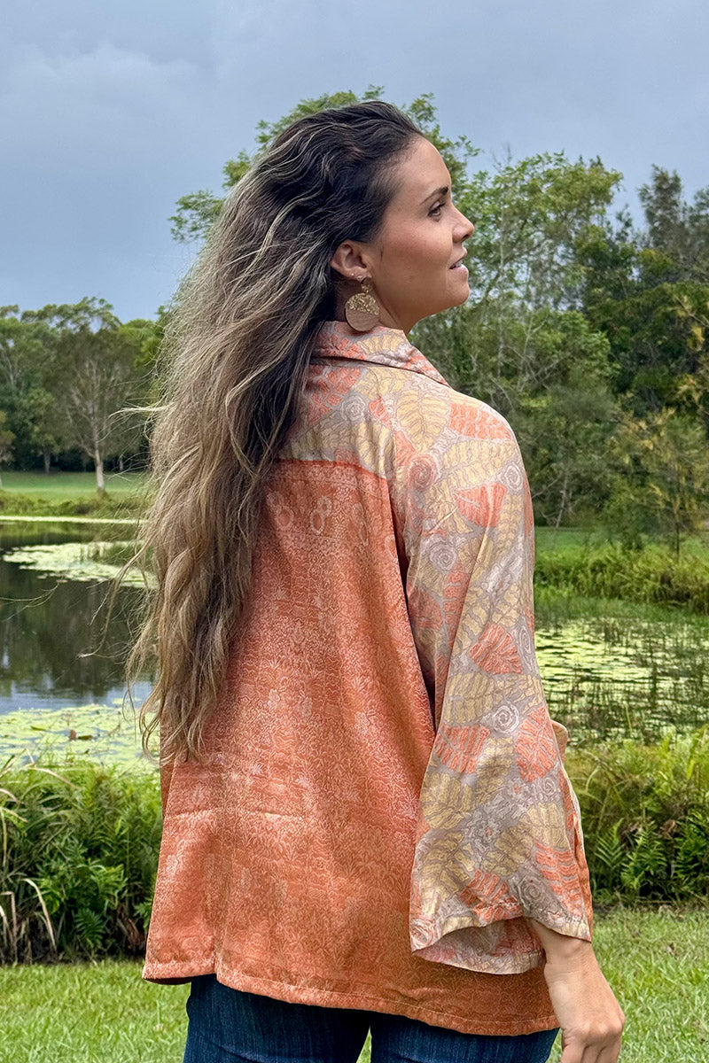 Vintage Sari Amira Blouse - Coral (silk)